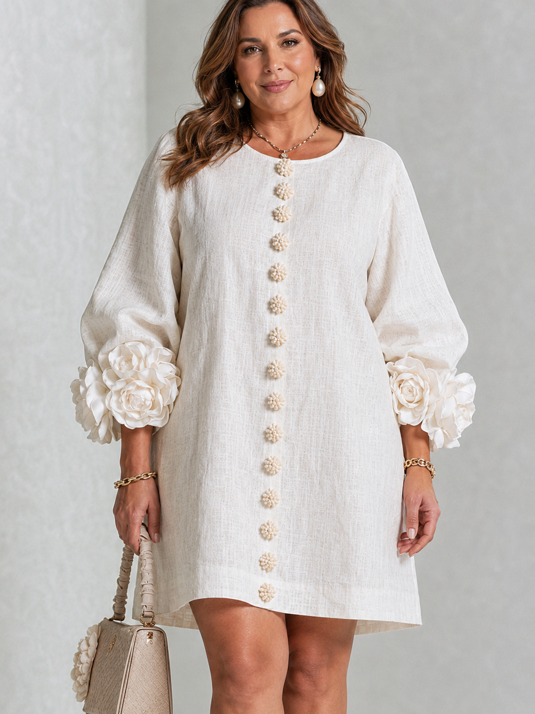 Vestido Mini con Botones Florales