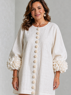 Vestido Mini con Botones Florales
