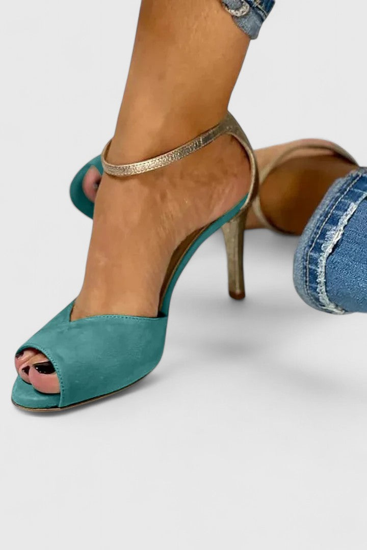 Confort | Sandalias de tacón verde agua