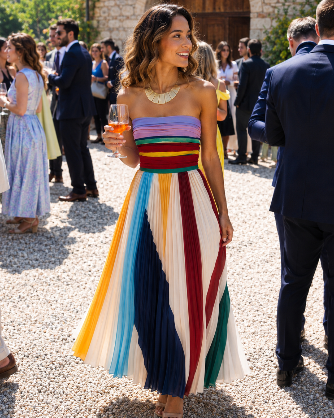 Vestido Plisado Multicolor