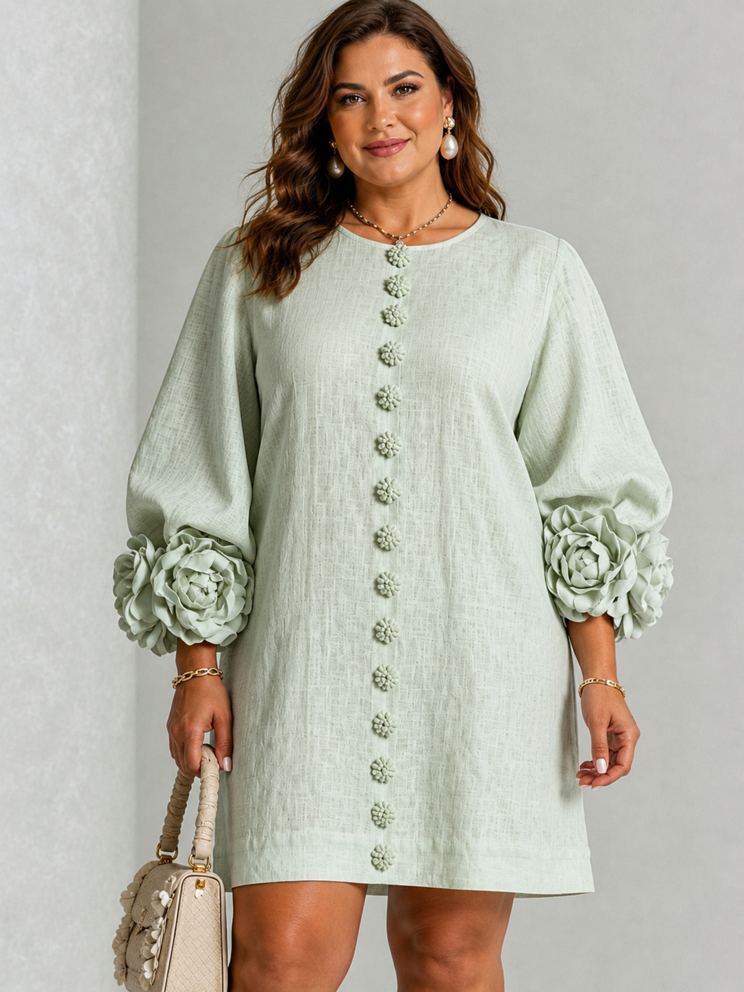 Vestido Mini con Botones Florales