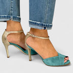 Confort | Sandalias de tacón verde agua