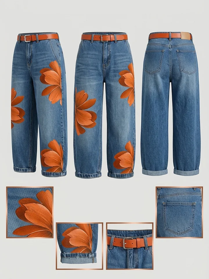 Ana | Conjunto de camisa larga y vaqueros con estampado floral