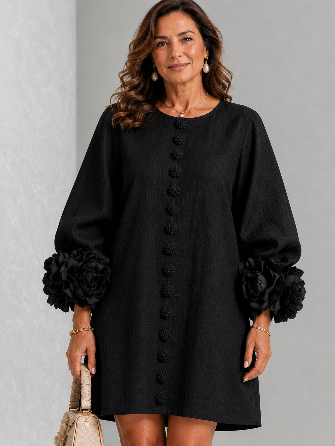 Vestido Mini con Botones Florales