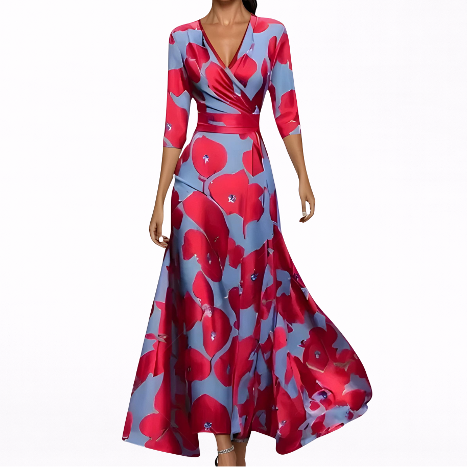 Emilia | Elegante vestido largo con estampado floral