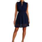 Vestido Azul con Encaje y Volantes