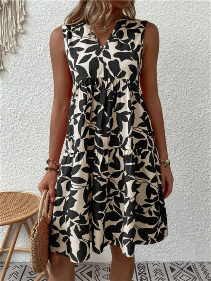 Vestido Estampado Sin Mangas