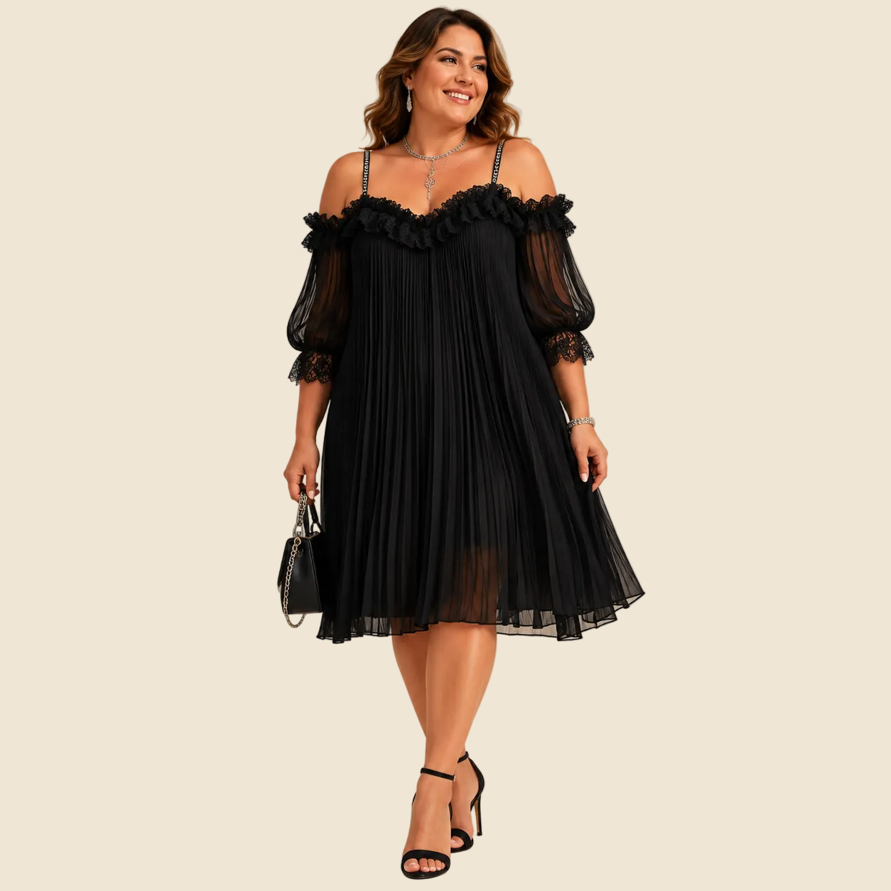 Minivestido Negro con Hombros al Aire