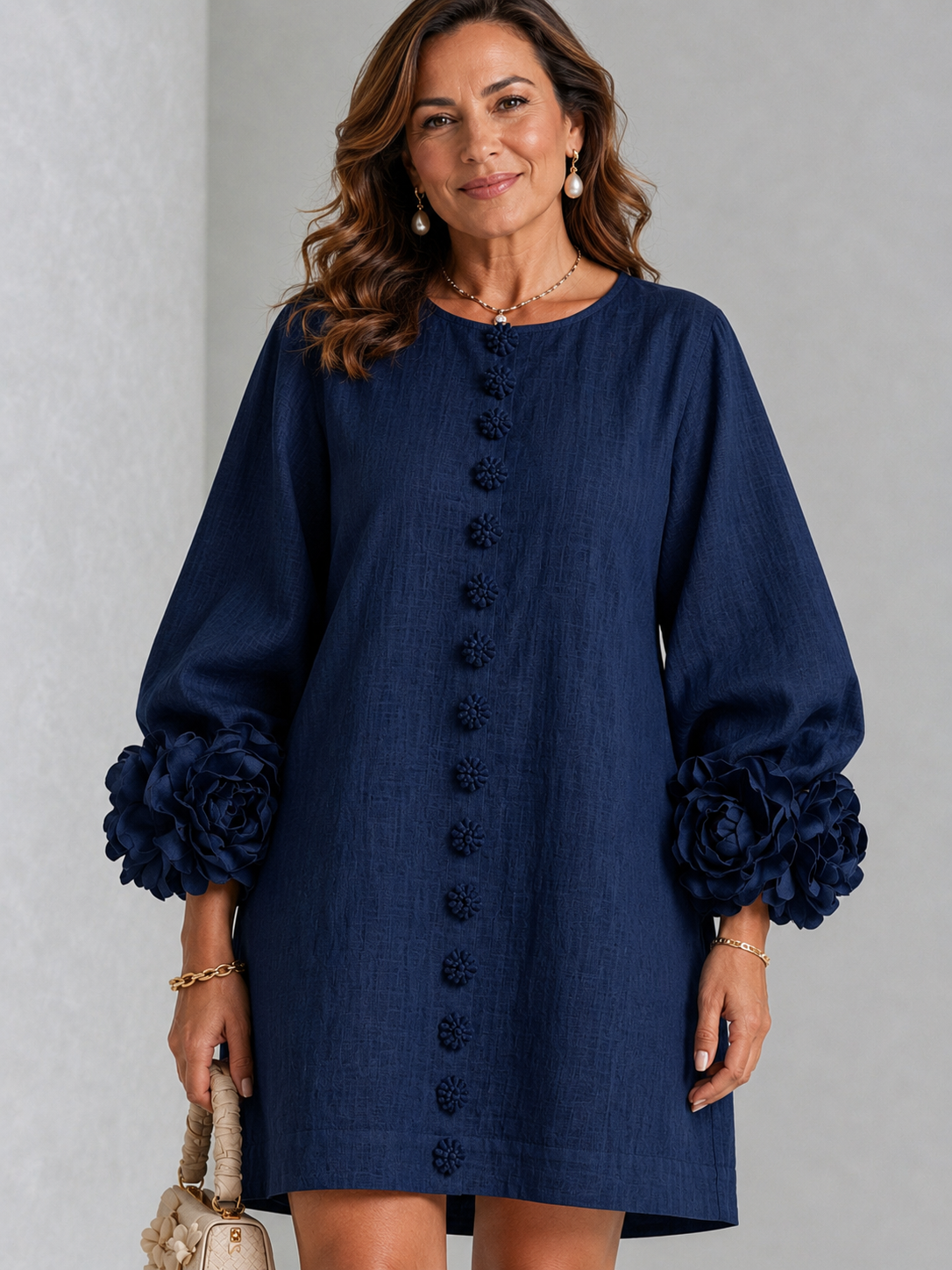 Vestido Mini con Botones Florales