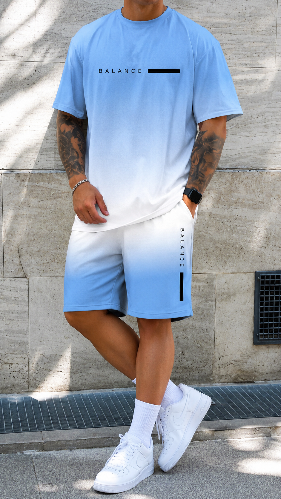 Conjunto Balance – Camiseta Oversize y Pantalón Degradado Hombre