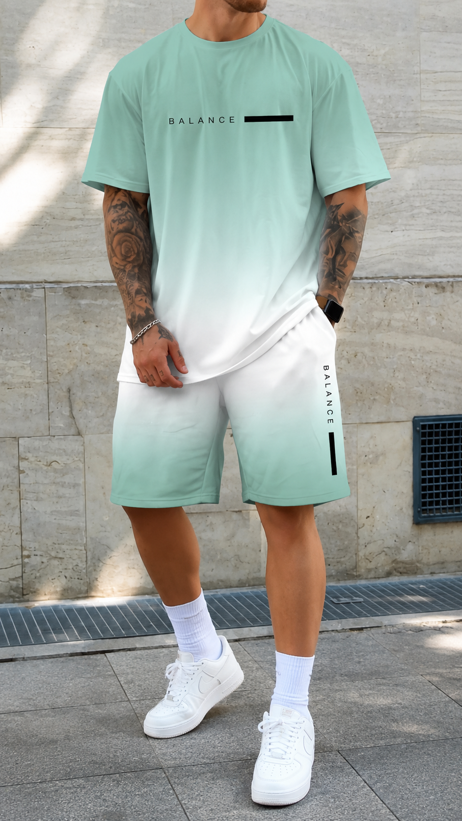 Conjunto Balance – Camiseta Oversize y Pantalón Degradado Hombre