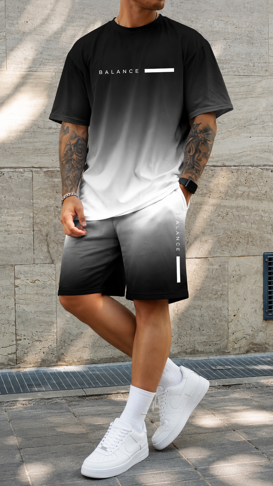 Conjunto Balance – Camiseta Oversize y Pantalón Degradado Hombre