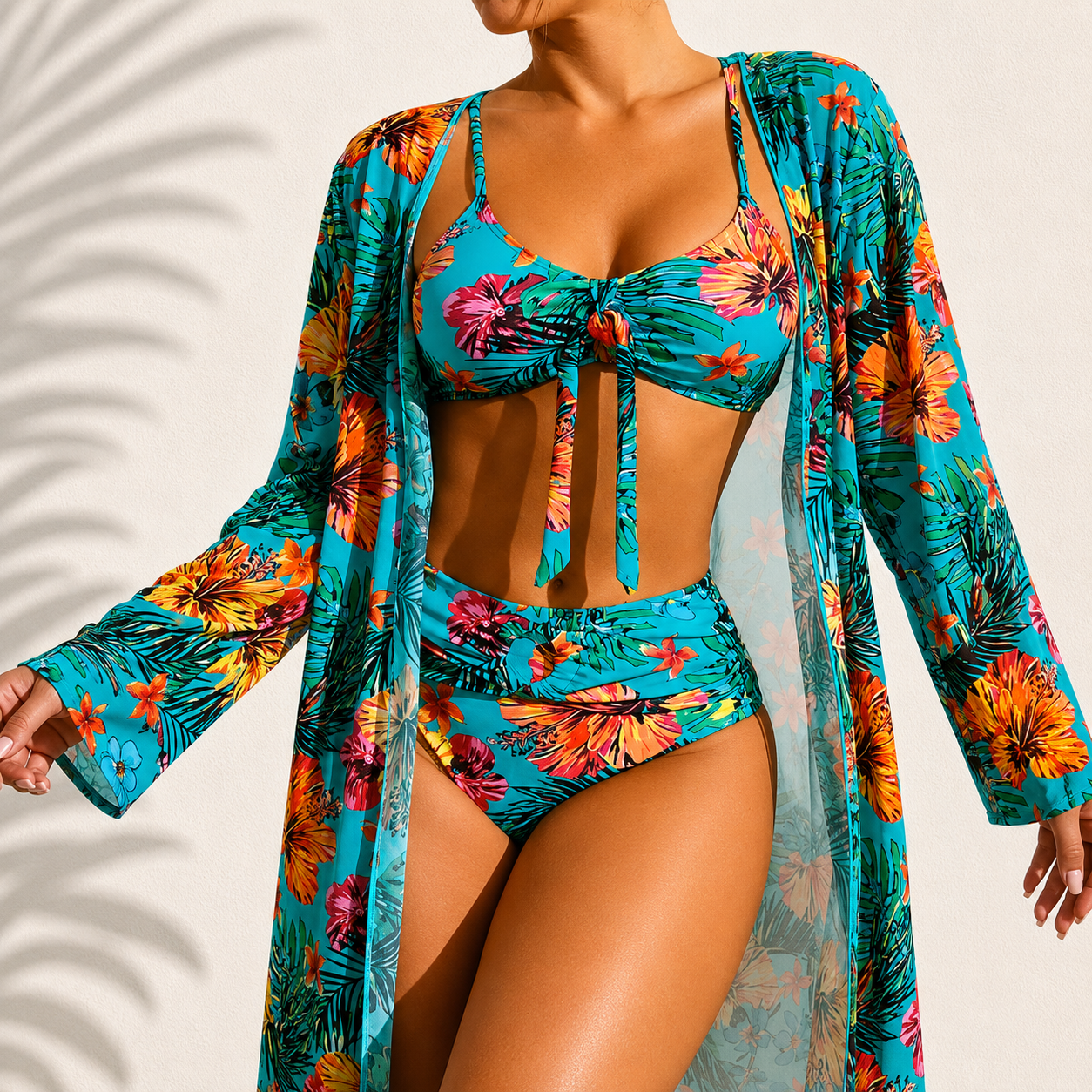 Lara | Bikini 3 Piezas Talle Alto con Kimono