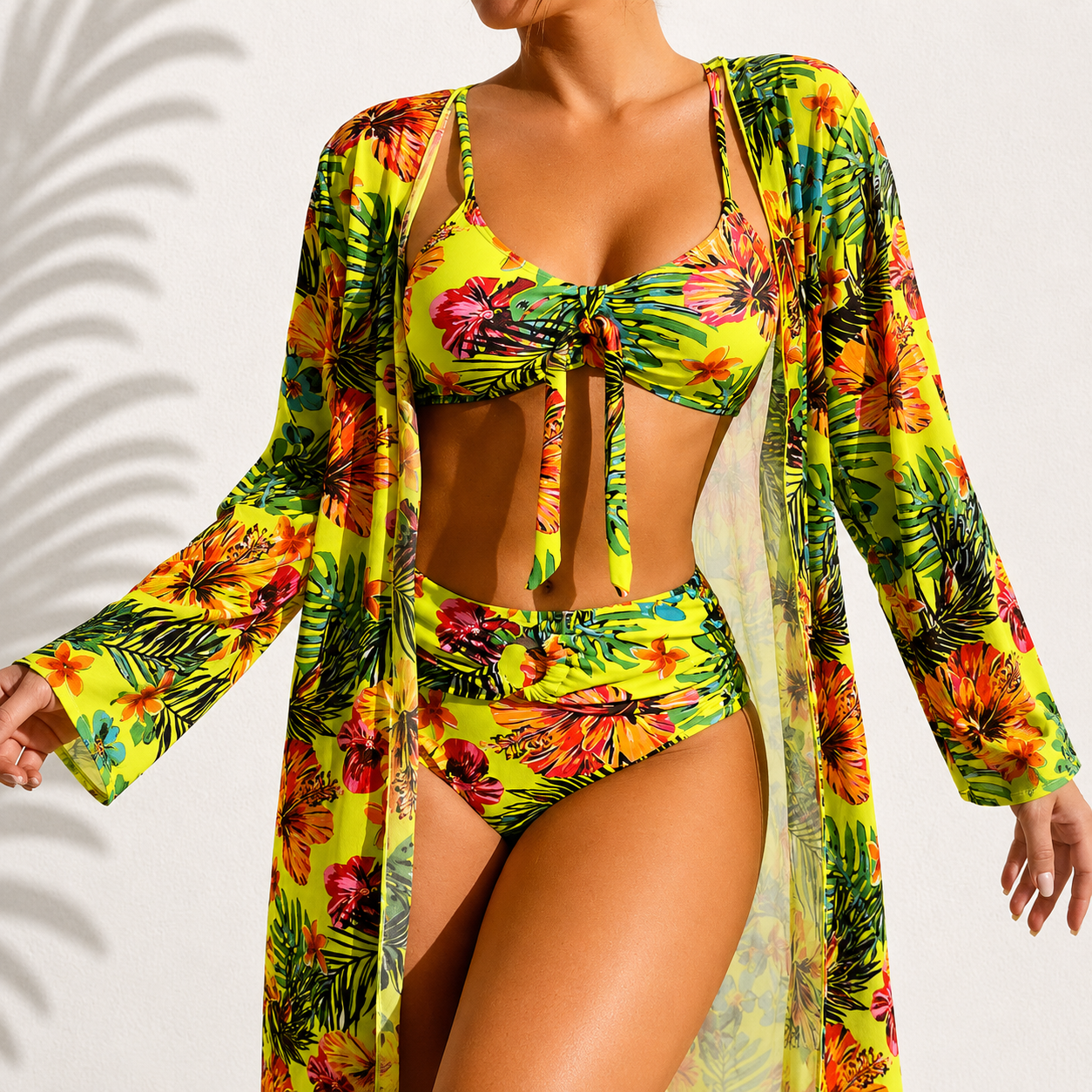 Lara | Bikini 3 Piezas Talle Alto con Kimono