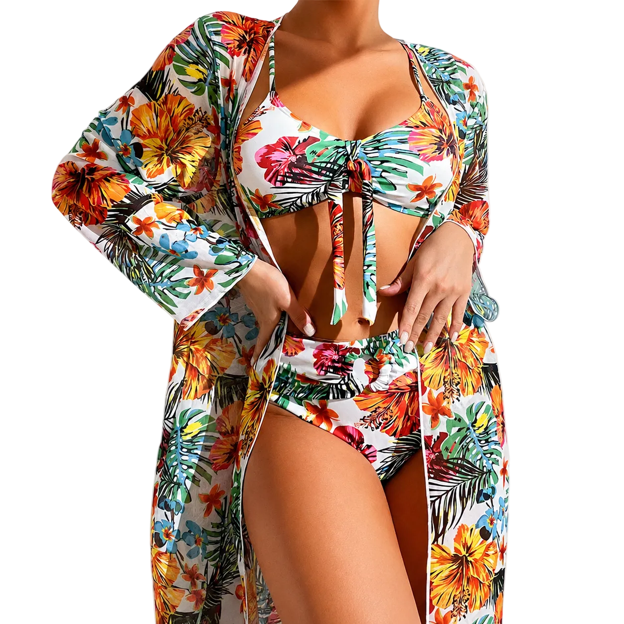 Lara | Bikini 3 Piezas Talle Alto con Kimono