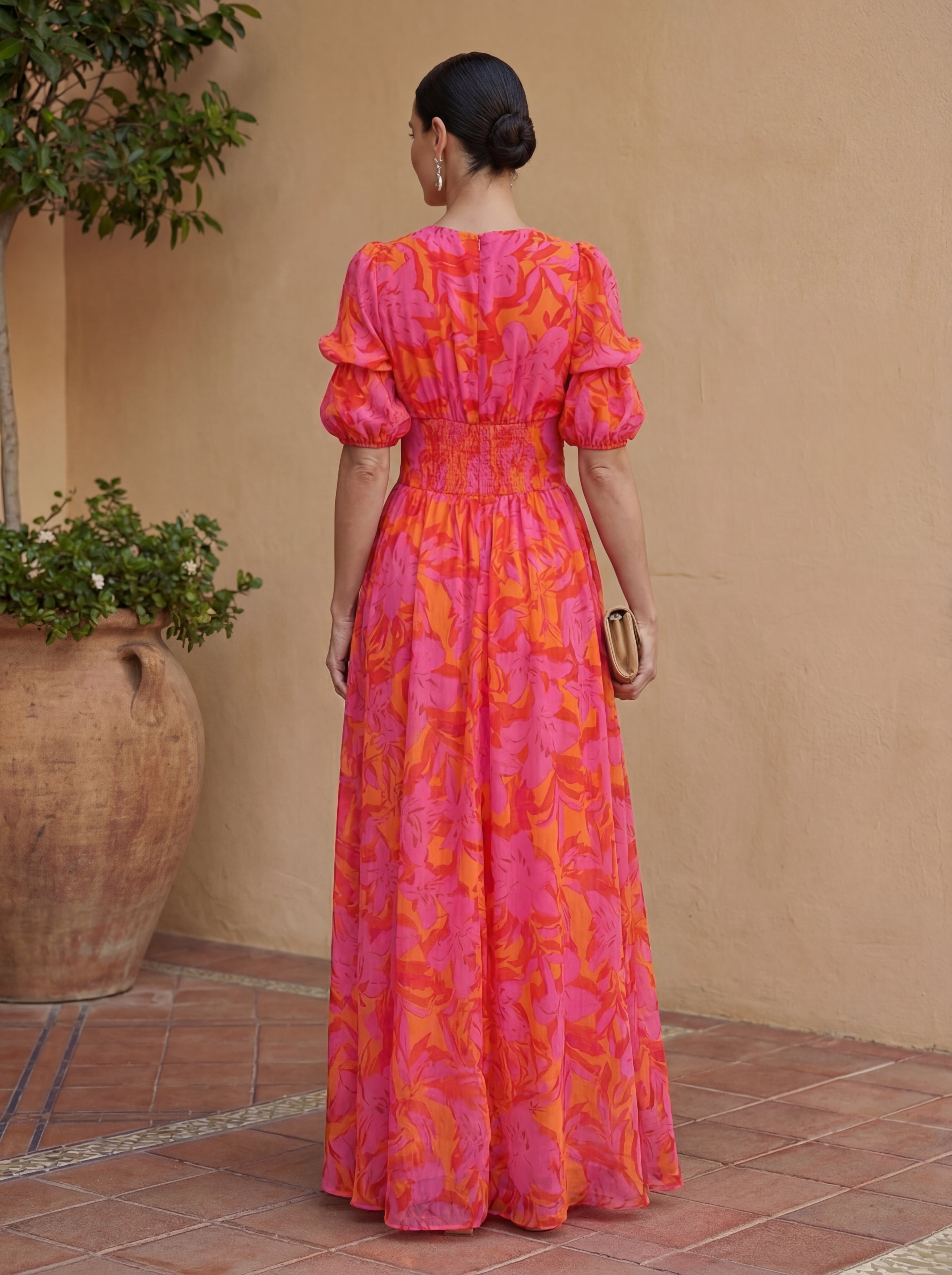 Vestido Largo con Manga Abullonada