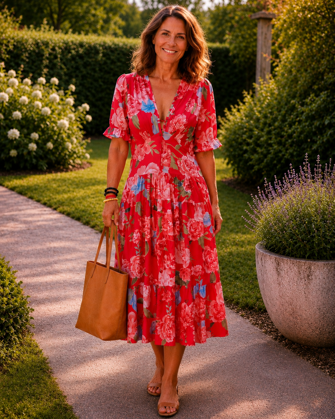 Vestido Midi Con Estampado Floral