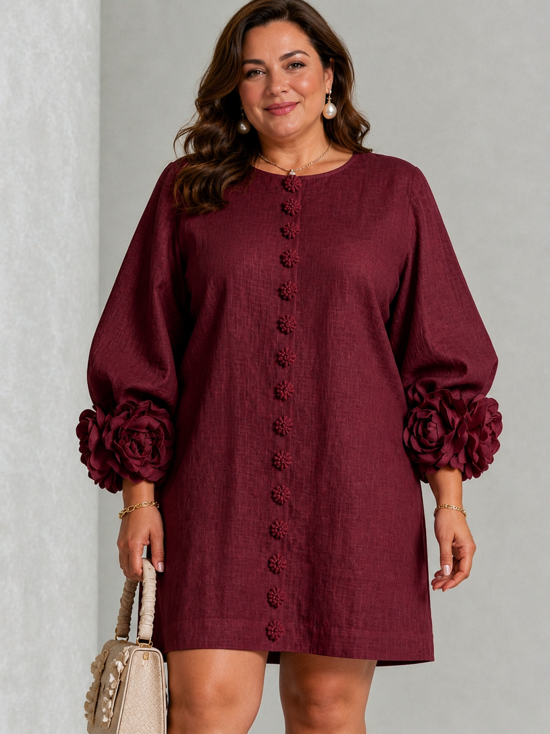 Vestido Mini con Botones Florales