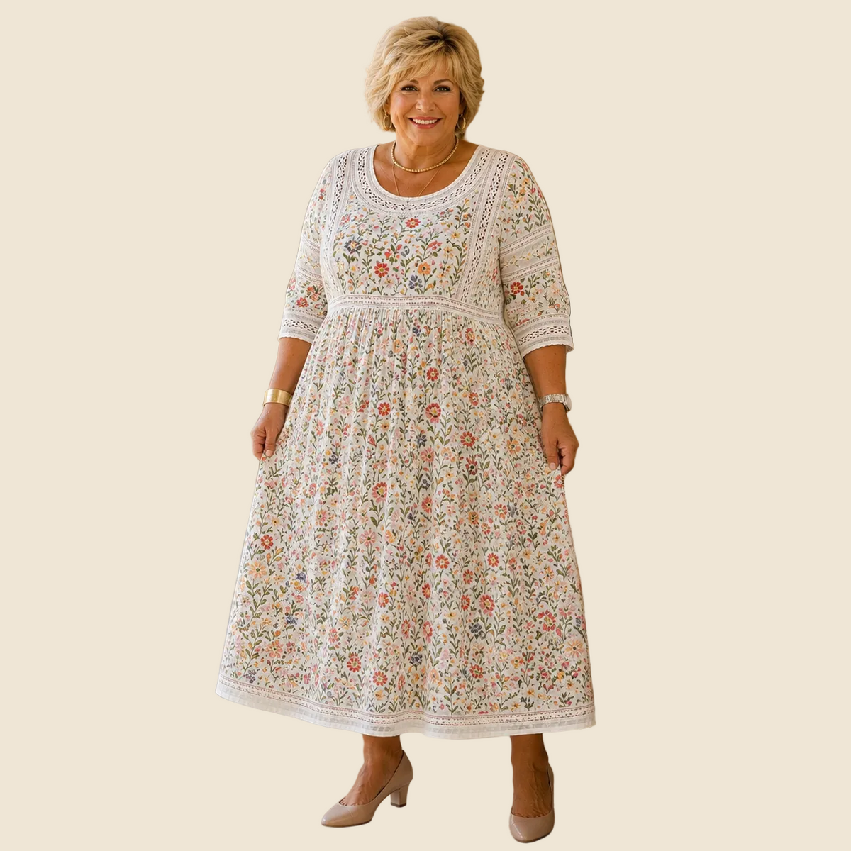 Vestido Midi Floral con Bolsillos