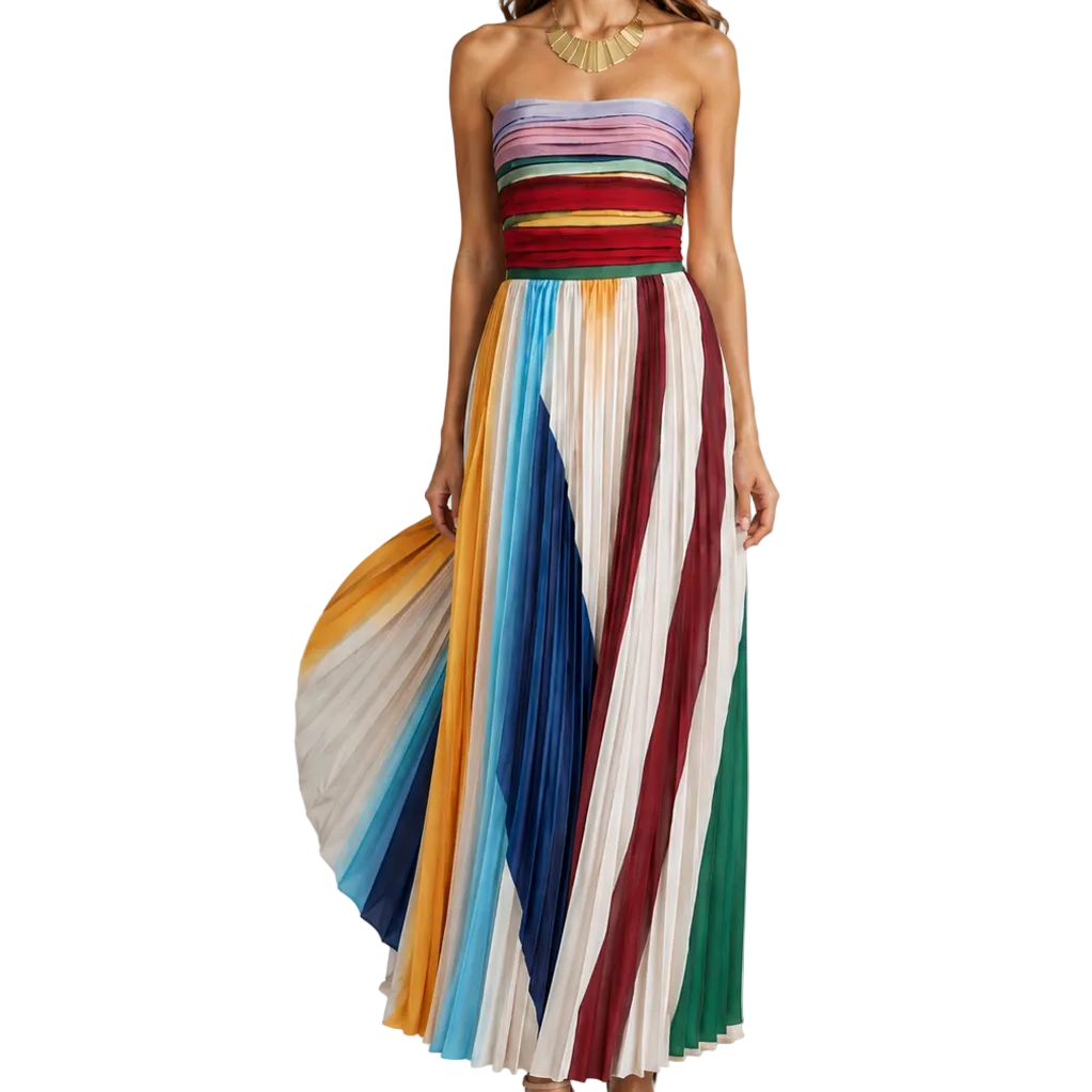 Vestido Plisado Multicolor